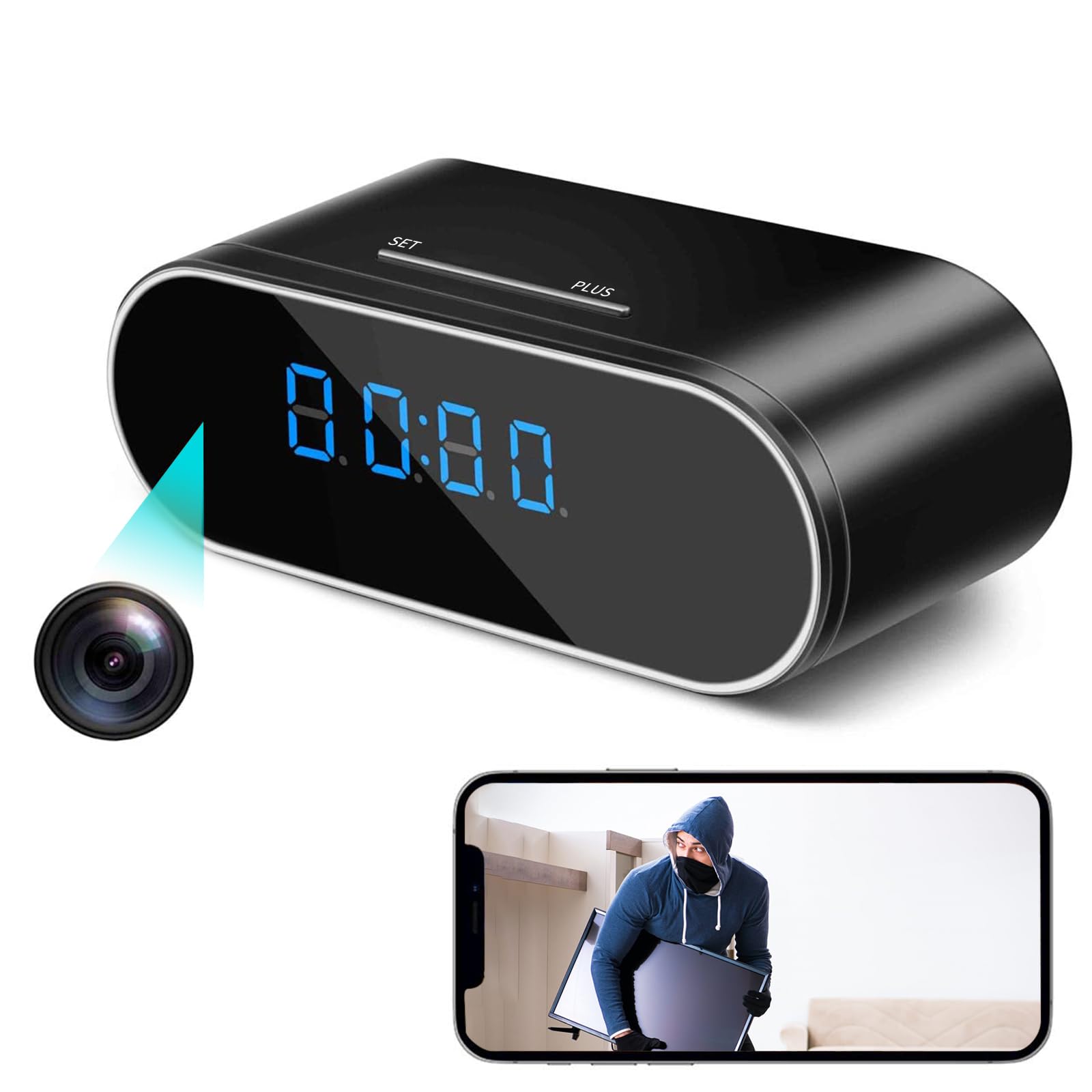 1080P HD WiFi Spy Camera Clock - Wireless Hidden Security Camera with Night Vision, Motion Detection & APP Control for Home, Office, Indoor Surveillance | Perfect for Nanny Cams, Baby Monitoring & Pet Watching