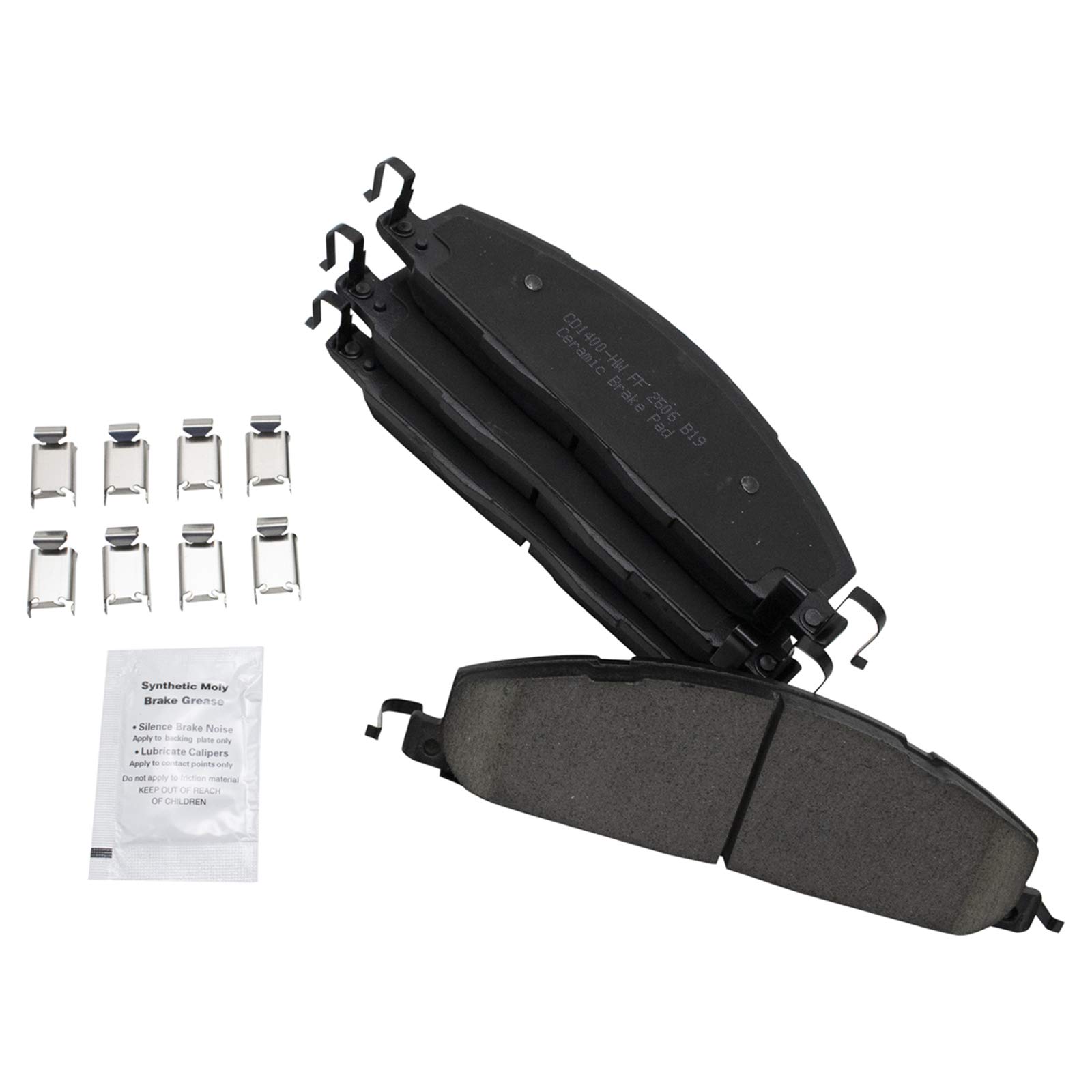 TRQ Rear Ceramic Brake Pads & Performance Rotors with Brake Fluid Kit for Ram 1500/2500/3500 Trucks - High Performance Braking System for Towing & Heavy Duty Use