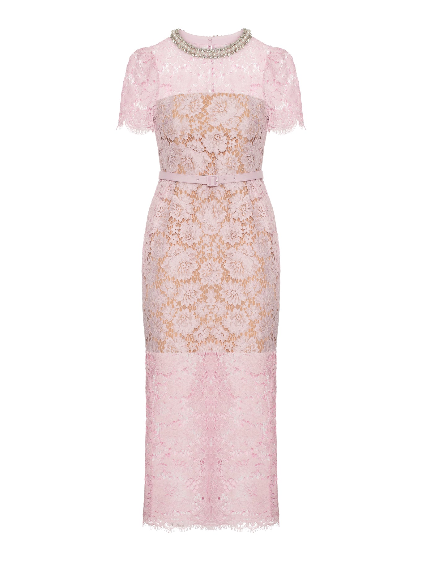 Elegant Lace Midi Dress with Adjustable Belt - Perfect for Weddings, Parties & Special Occasions
