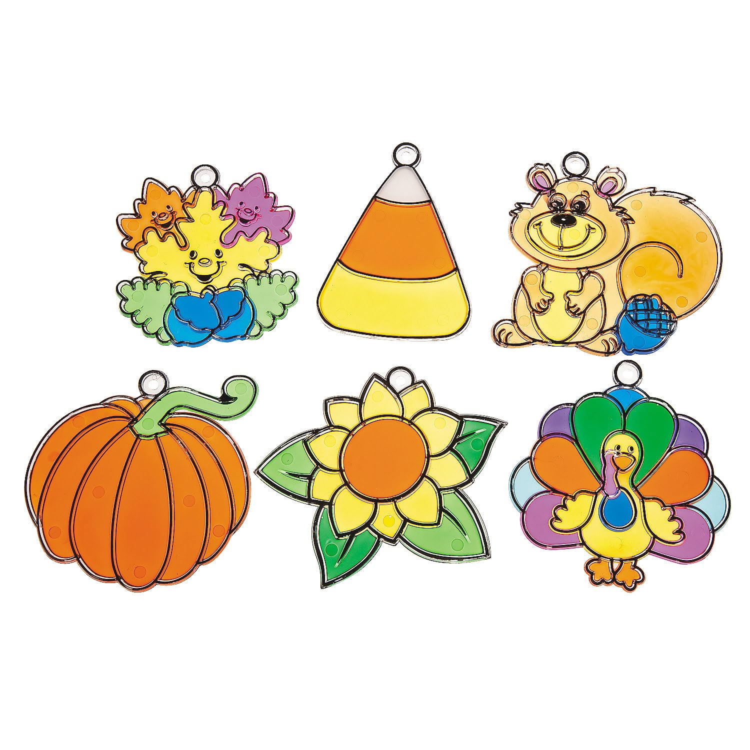 24-Piece Fall Suncatchers Kit - DIY Window Decor Crafts for Autumn, Halloween & Thanksgiving - Perfect for Home, Classroom & Party Decorations