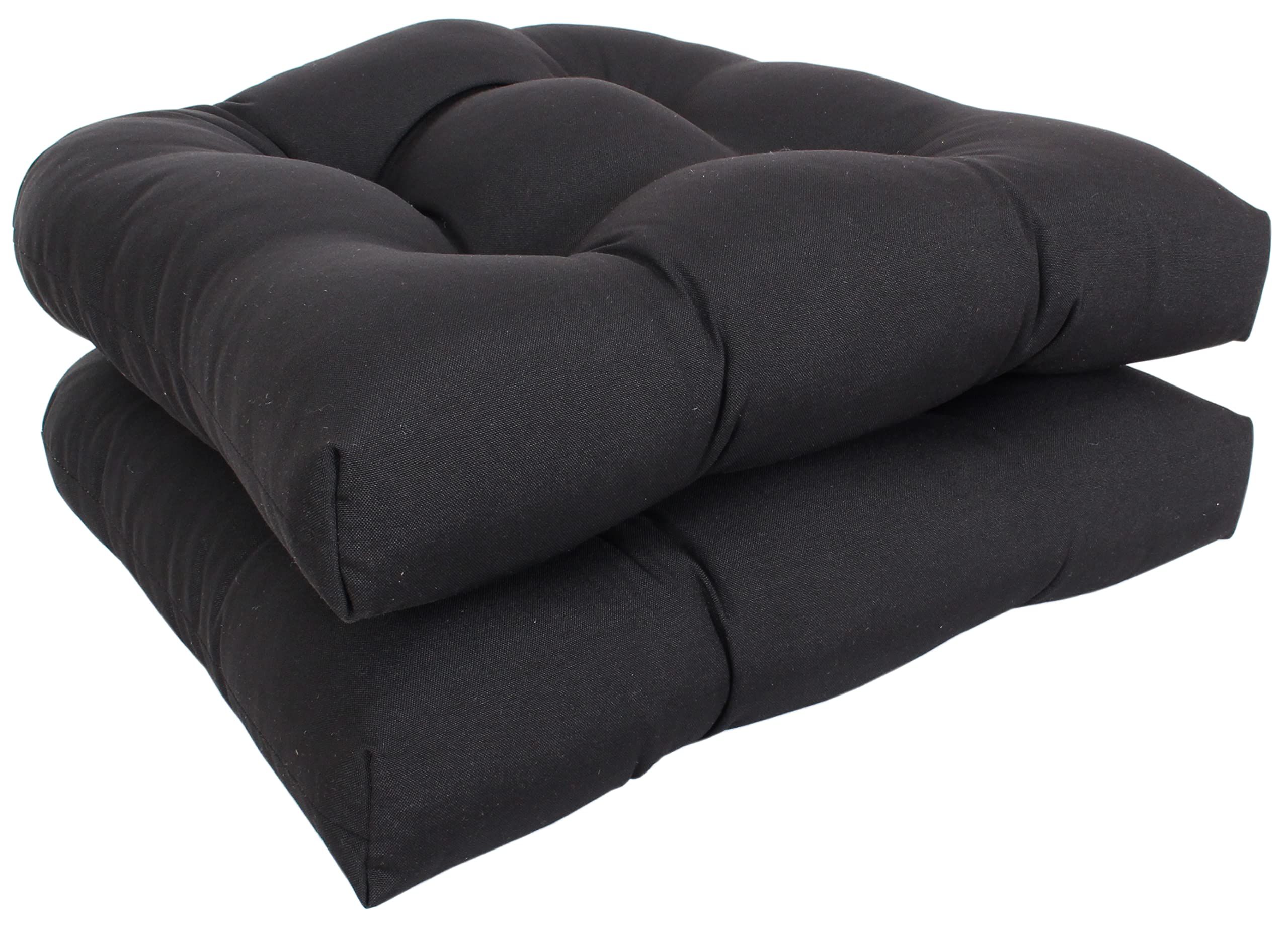 Set of 2 Black Woven Wicker Seat Cushions 19x19x4 Inch - Waterproof Outdoor Patio Furniture Cushions & Indoor Sofa Chair Pads for Garden, Deck, Poolside, and Living Room Comfort