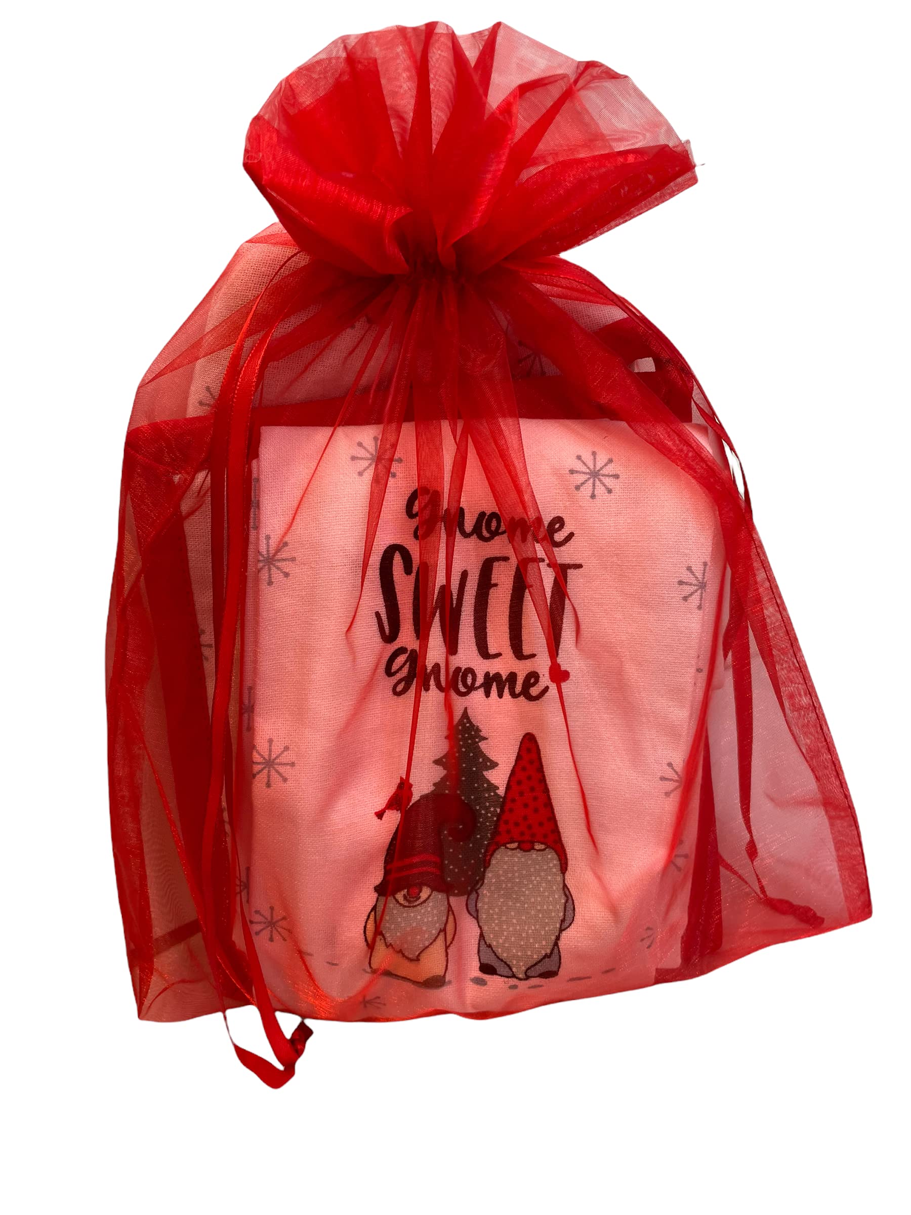 4-Piece Christmas Kitchen Towels Set with 2 Gnome Towels, Pot Holder & Oven Mitt - Bonus Holiday Kitchen Magnet Gift Set in Organza Bag - Perfect for Holiday Cooking, Baking & Festive Home Decor