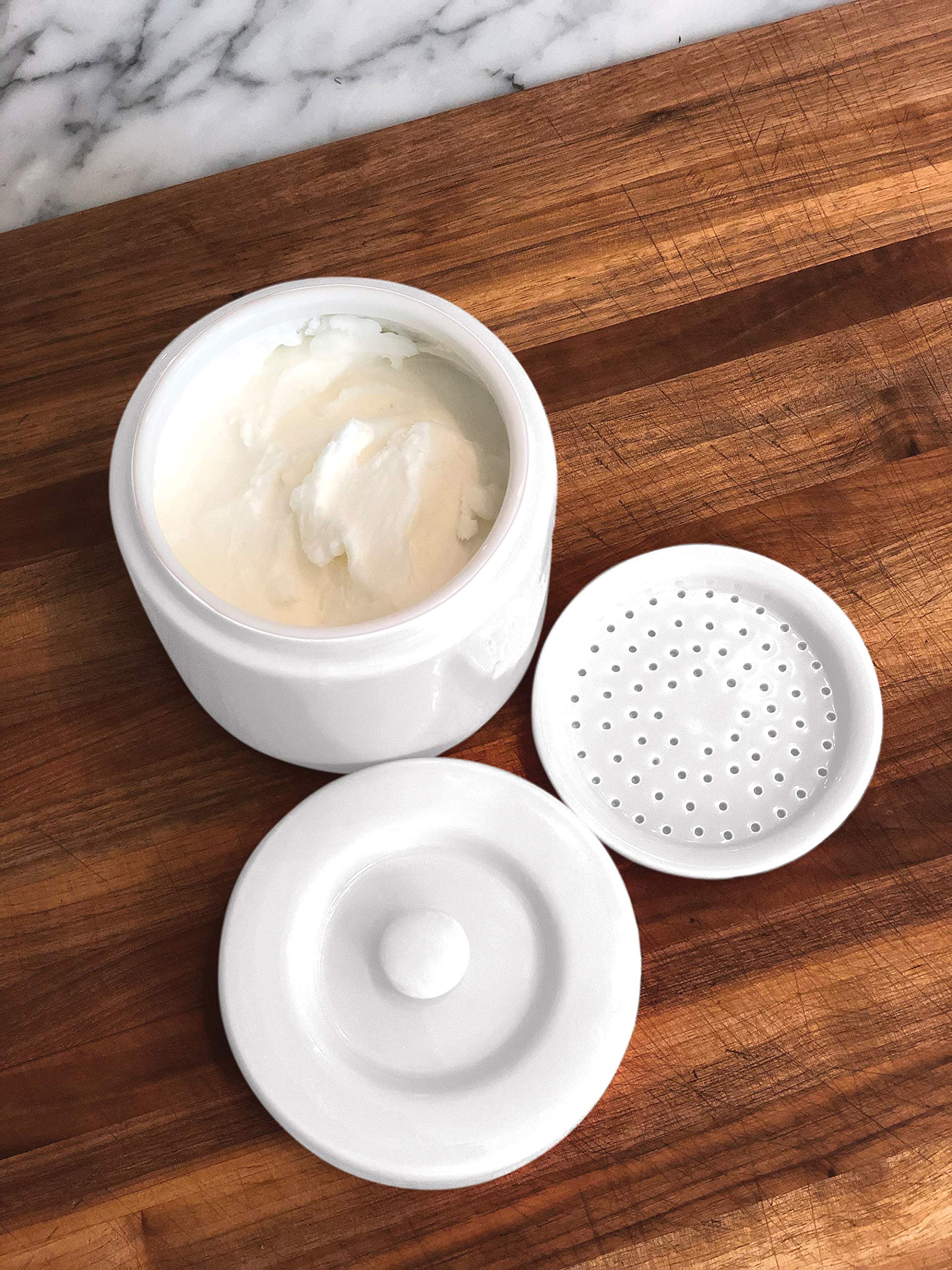Fox Run 6238 Porcelain Grease Container - White | Durable Kitchen Grease Keeper for Cooking, Frying & Baking | Perfect for Restaurants, Home Kitchens & Outdoor BBQs