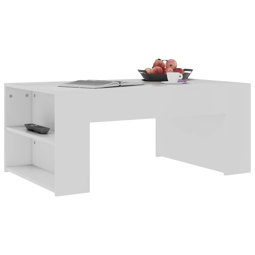 CHARMMA White Coffee Table 39.4x23.6x16.5 Inches - Sturdy Chipboard Design (22KG) - Perfect for Living Room, Office & Small Spaces