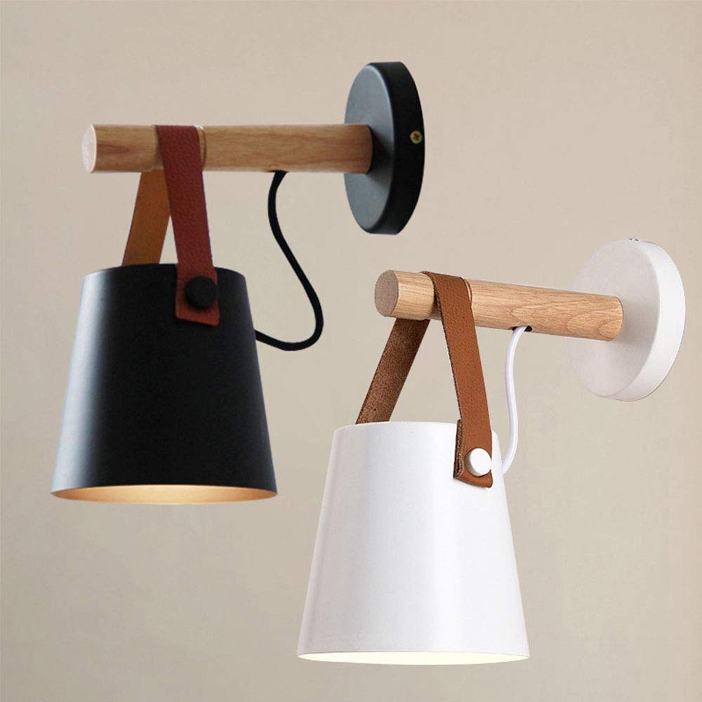 Modern Industrial E26 LED Wall Sconce Lighting - Belt Wall Lamp for Bedroom, Living Room & Corridor - White Finish - Perfect for Loft, Apartment and Commercial Spaces
