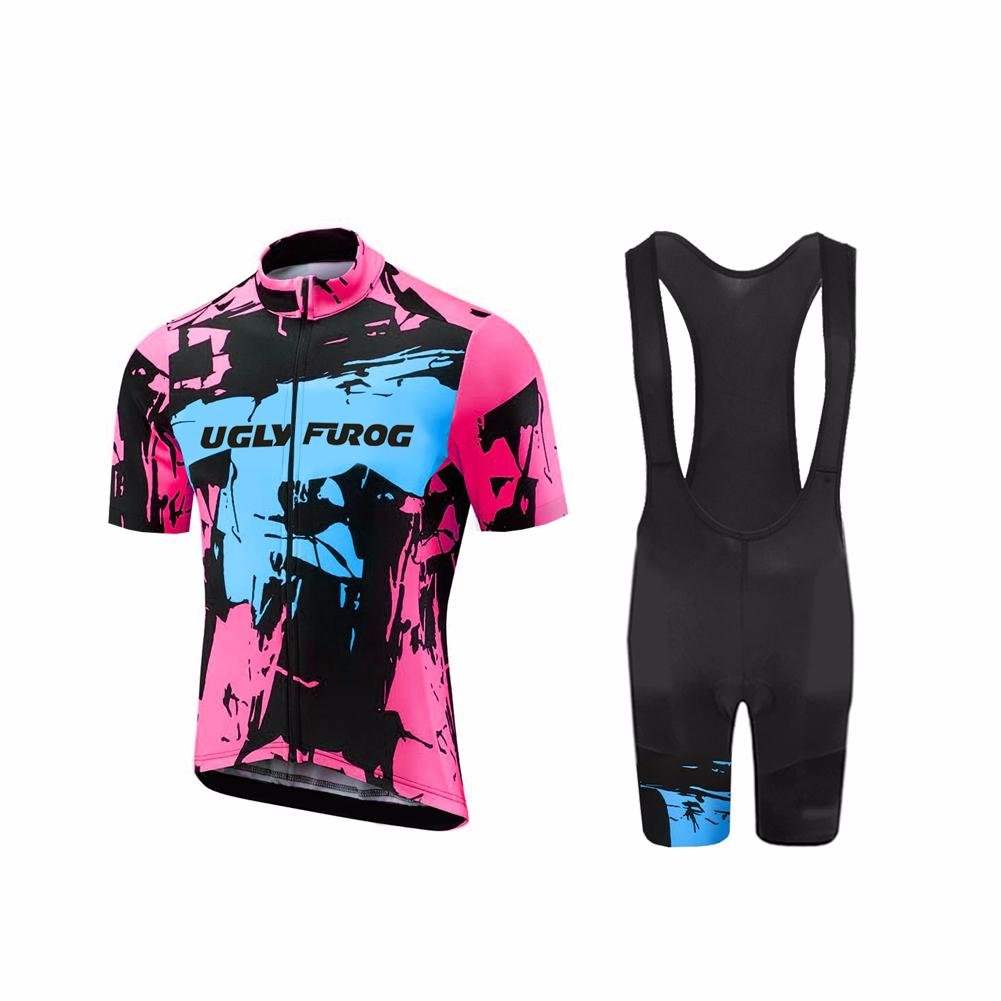 UGLY FROG Men's Cycling Jersey - Breathable Short Sleeve Bike Shirt for Mountain & Road Biking - Moisture Wicking Pro Team Cycling Wear for Summer Outdoor Sports