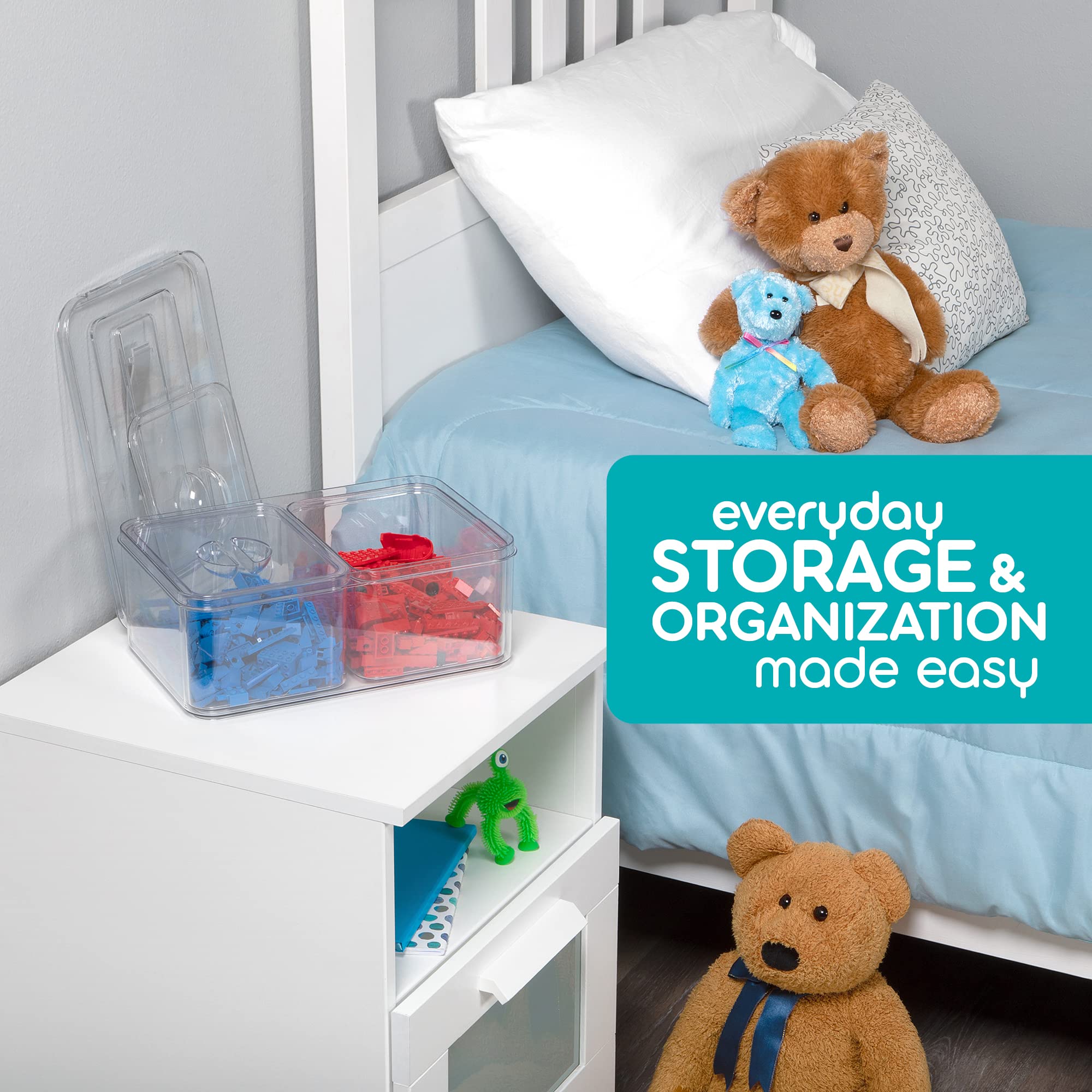 Clear Plastic Storage Bins with Lids - Set of 1 Large & 2 Medium Organizing Containers for Closet, Fridge, Pantry | Durable Stackable Home Organization Solutions by Richards Homewares | Perfect for Kitchen, Bathroom & Garage Storage