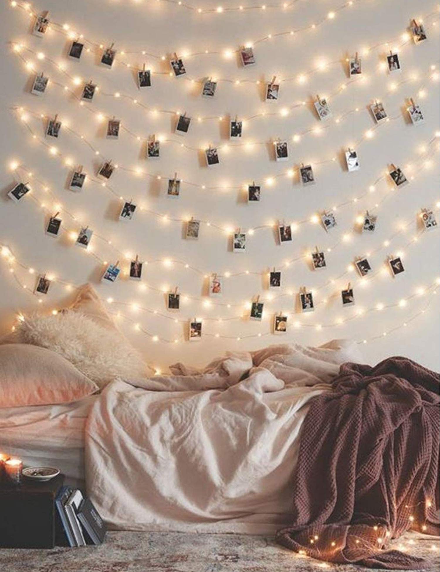 50 LED Fairy String Lights with 50 Clear Clips - 17Ft Photo Clip Lights for Hanging Pictures, Wall Decor - Perfect for Dorm, Bedroom, Wedding & Party Decorations | Indoor & Outdoor Decorative Lighting