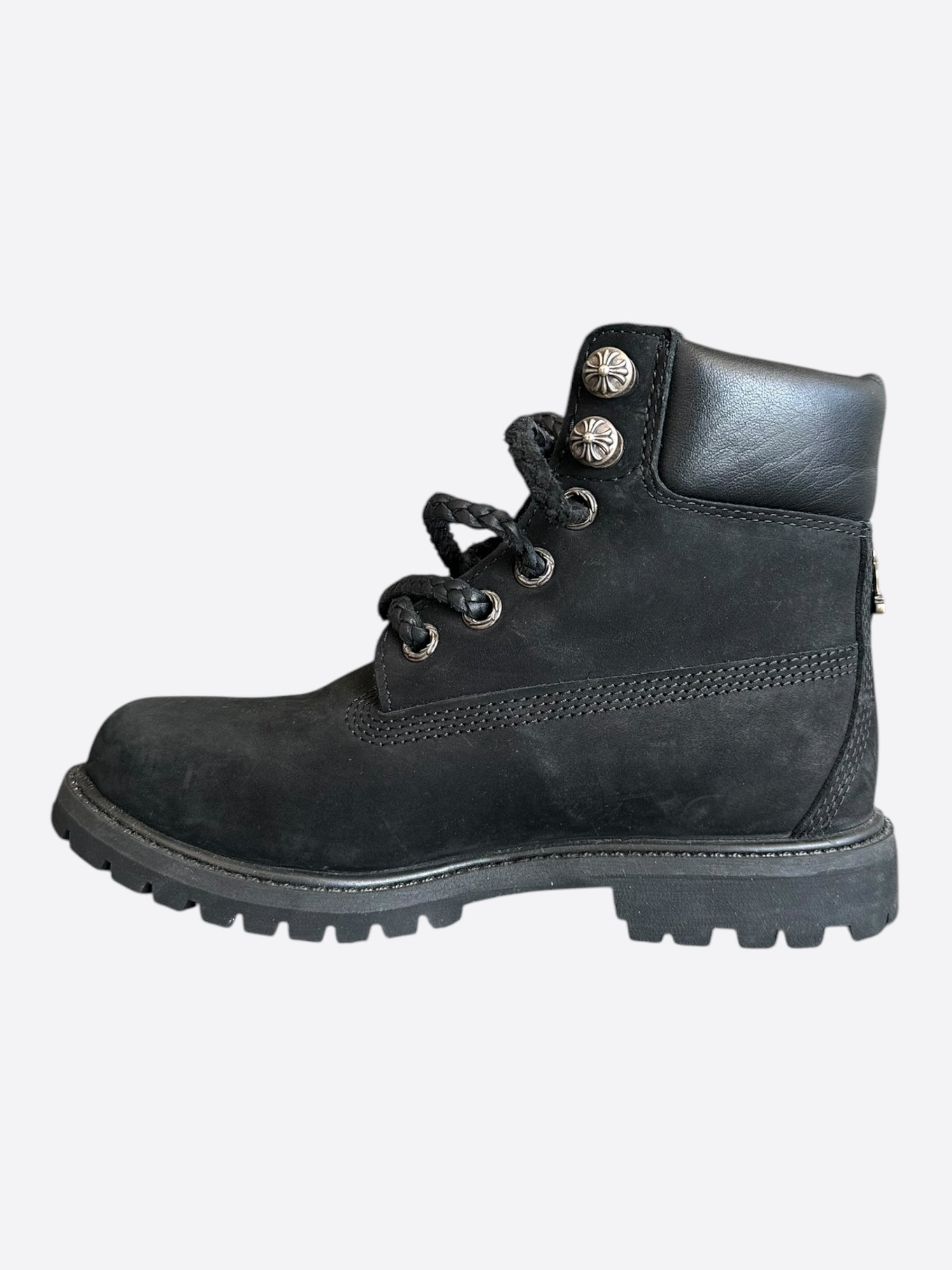 Chrome Hearts x Timberland Black Leather Boots for Men - Stylish & Durable Winter Footwear for Outdoor Adventures & Urban Fashion