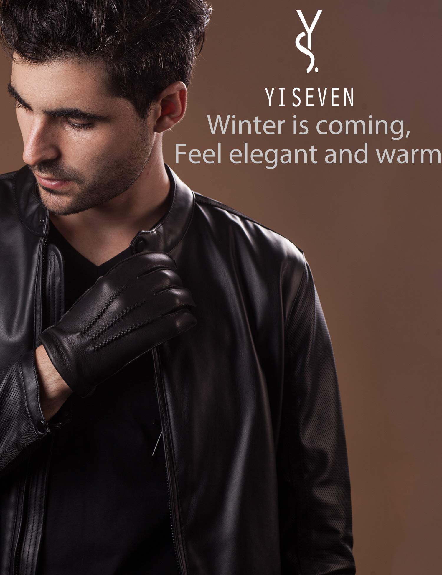 Premium YISEVEN Men's Deerskin Leather Dress Gloves - Hand-Sewn Luxury Gloves for Formal Events, Business Meetings & Winter Weddings
