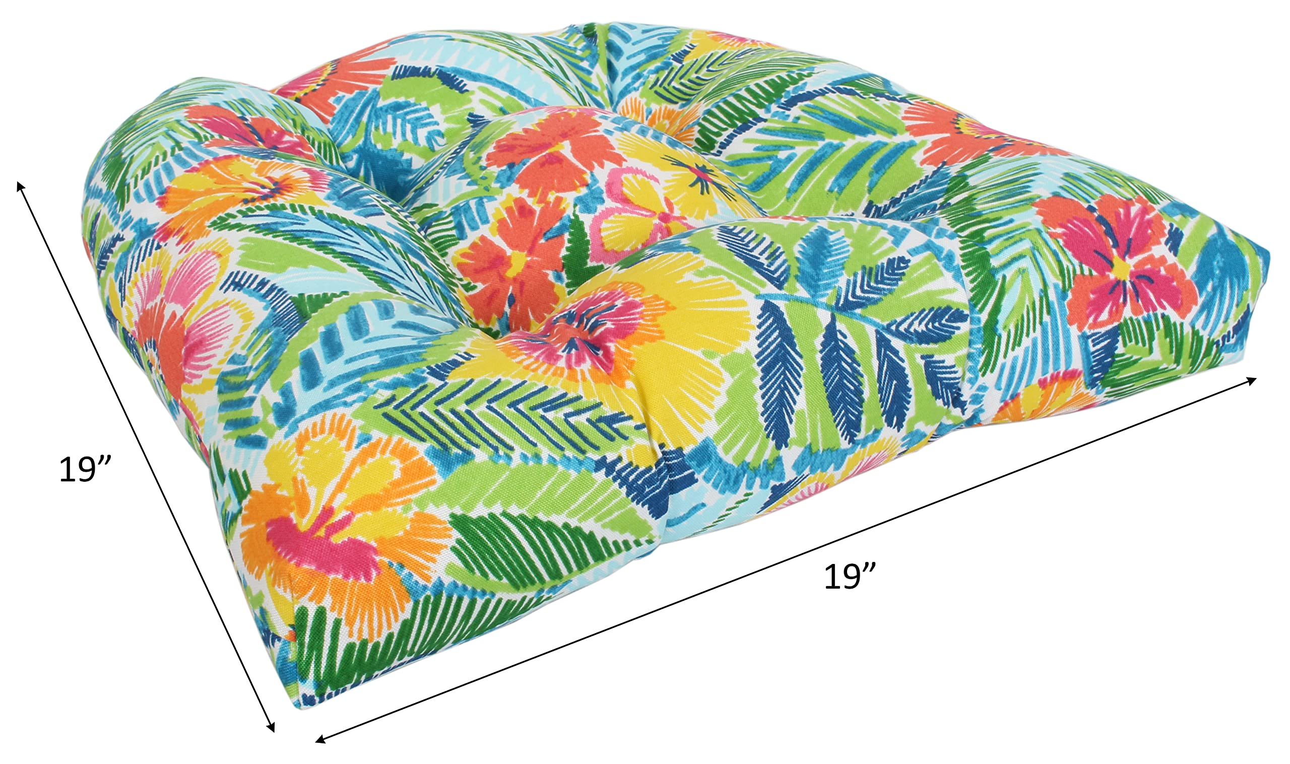 Set of 2 19x19x4 Inch Pensacoal Wicker Seat Cushions for Patio, Porch, Deck & Indoor Furniture - Waterproof Outdoor/Indoor Chair Cushions with Comfortable Foam Padding