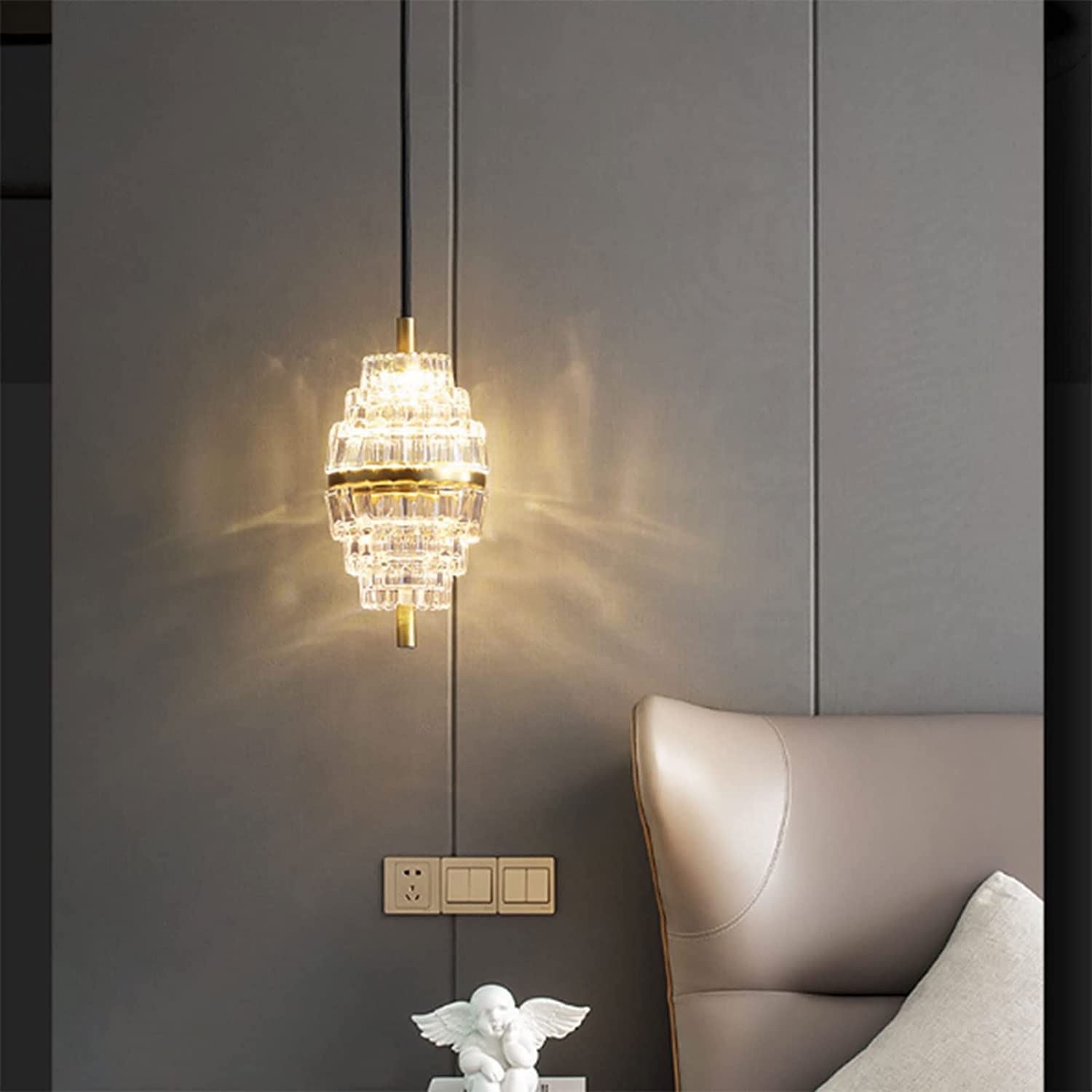 Nordic Style LED Crystal Pendant Light - Single Head Ceiling Hanging Chandelier for Living Room, Bedroom & Restaurant Decor | Dimmable Modern Lighting Fixture with Long Lifespan | Perfect for Home, Cafe and Commercial Spaces