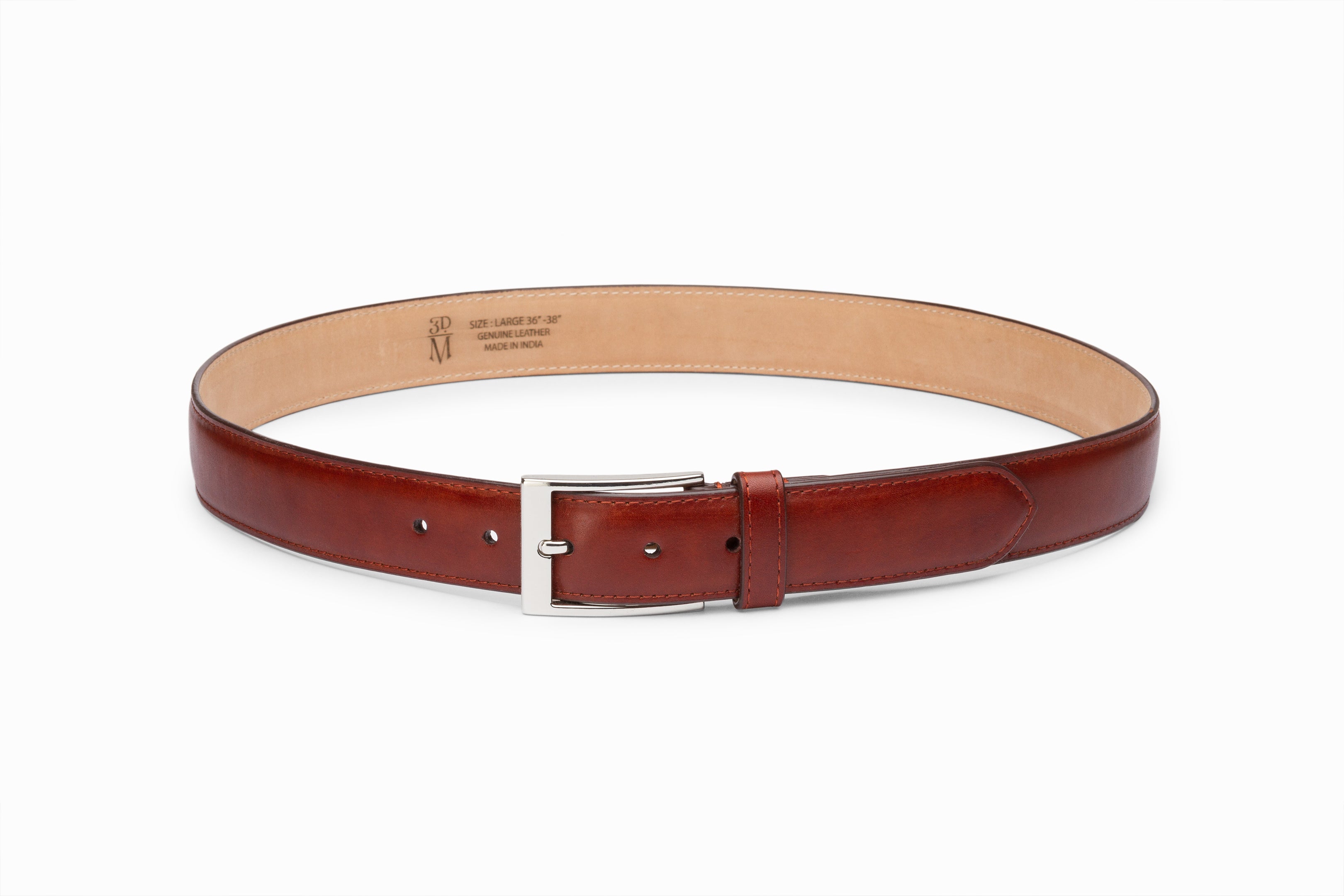 Premium Genuine Leather Flat Belt in Cognac - Stylish & Durable for Men's Fashion | Perfect for Casual Wear, Office & Formal Occasions