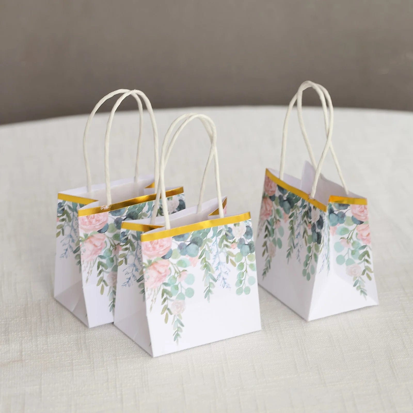 12 Pack Floral Print Gift Bags with Handles - Elegant Party Favor Bags for Weddings, Baby Showers & Birthday Celebrations