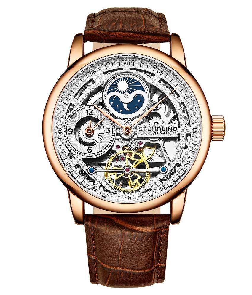 3917 Automatic 43mm Skeleton Dual Time Men's Watch - Stylish Mechanical Timepiece for Business Travel & Formal Occasions