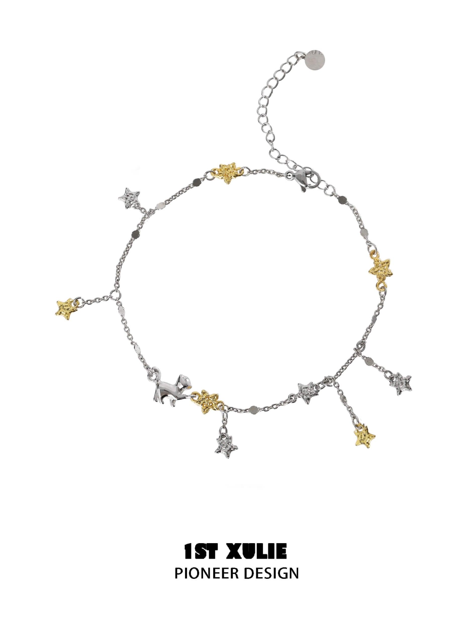 Cat's Gaze S925 Sterling Silver Star Tassel Anklet - Elegant Adjustable Ankle Bracelet for Women, Perfect for Beach Parties, Summer Outfits & Boho Fashion