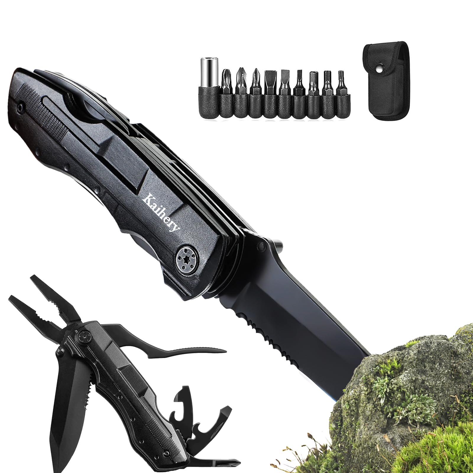 **Best Pocket Knife Folding Multitool - Survival Gear with Knife, Pliers, Screwdriver & Saw - Safety Locking Camping Knife for Men, Dad - Perfect for Outdoor Survival, Hunting, Camping & Everyday Carry (EDC)**