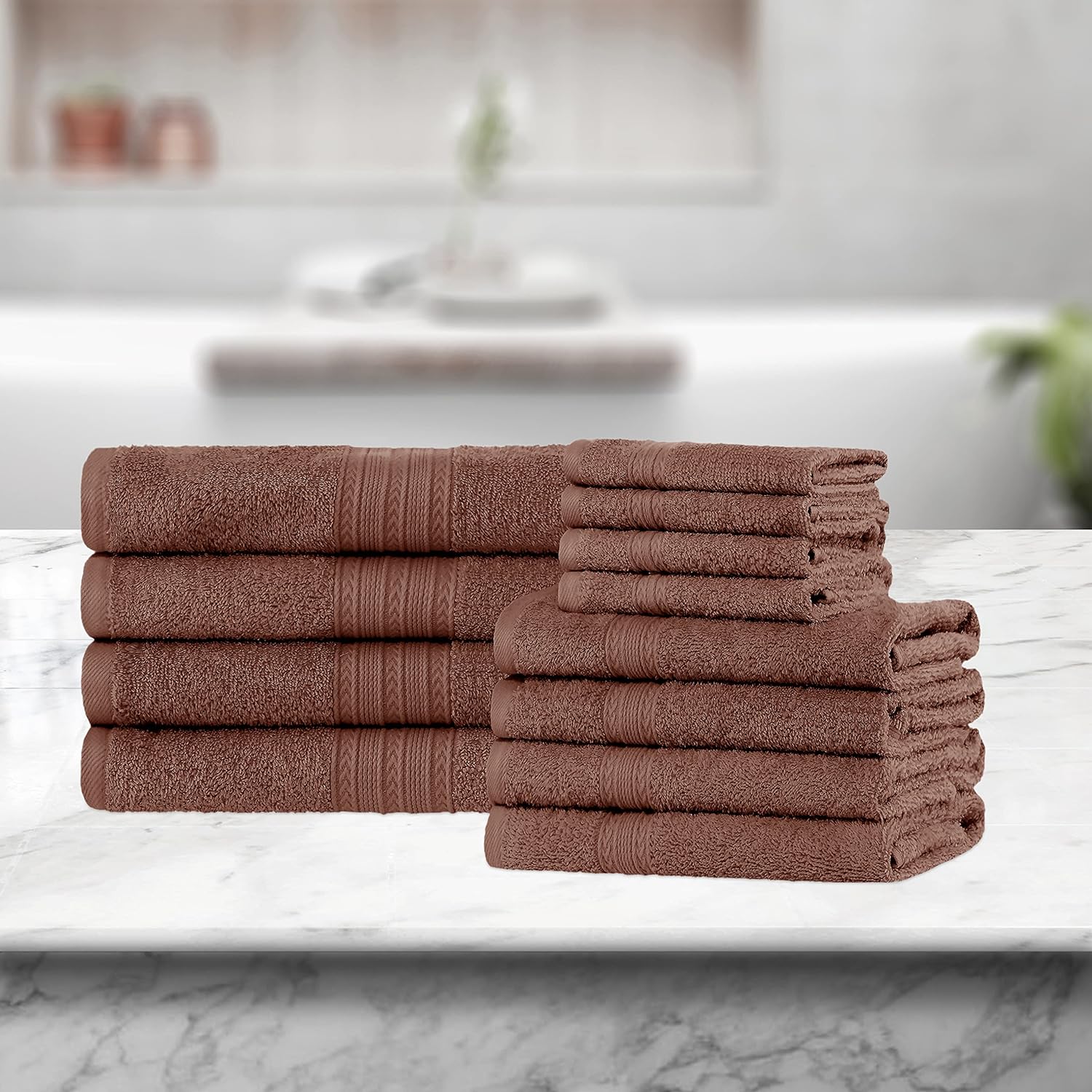 12-Piece Organic Cotton Towel Set - Soft, Eco-Friendly & Absorbent Bath Towels for Spa, Gym & Home Use