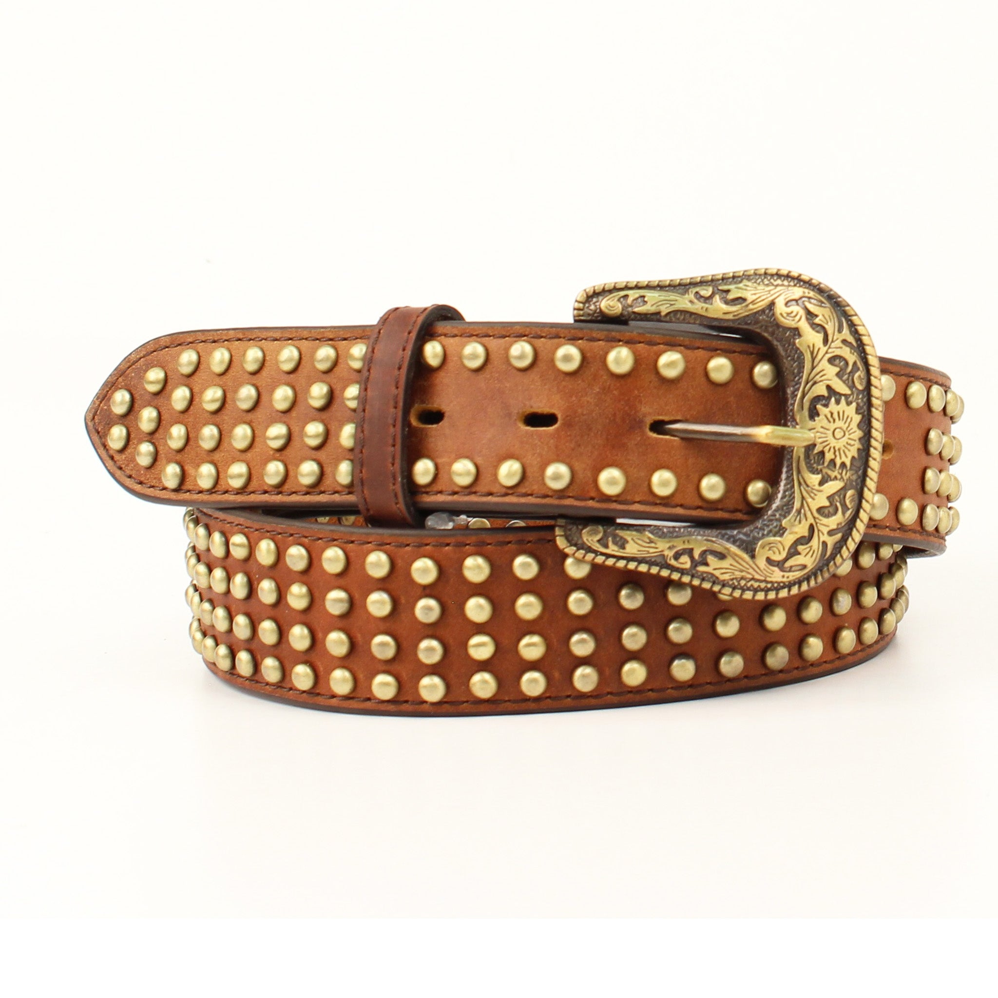 Ariat Women's Gold Stud Western Belt - Stylish Cowgirl Fashion Accessory for Jeans, Dresses & Rodeo Events