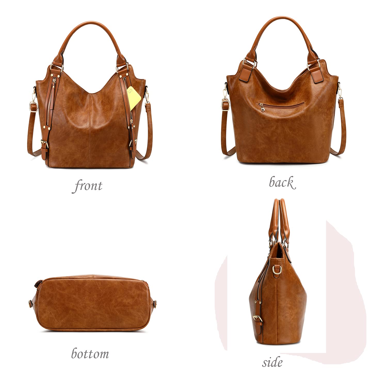 Stylish Women's PU Leather Tote Bag - Adjustable Shoulder Strap Hobo Handbag for Work, Travel & Everyday Use