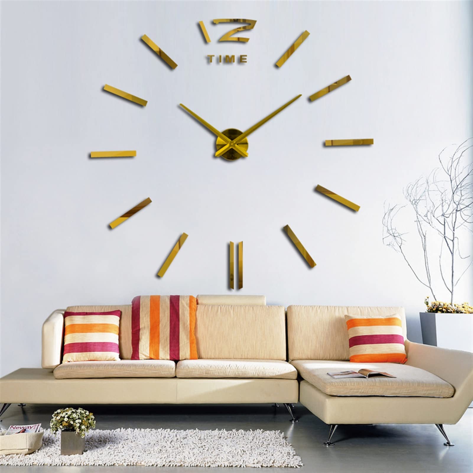 Modern DIY Acrylic Quartz Wall Clock - 3D Home Decor for Living Room, Bedroom, Office - Dark Gray 47 Inch Metal Sticker Clock - Perfect for Home & Office Decorations