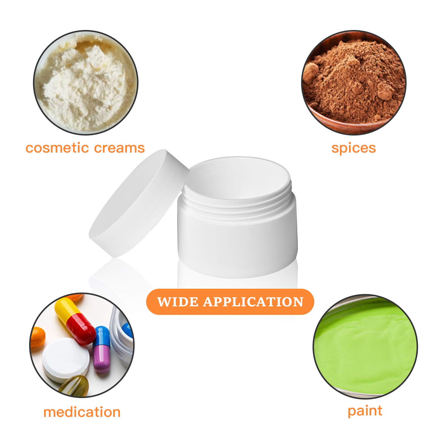 Akamino 12-Pack White Plastic Lotion Jars with Inner Liners & Dome Lids - 1.25oz/37ml Refillable Airtight Containers for Cosmetics, Creams, Makeup & Travel Storage - Perfect for Salons, DIY Beauty Products & Home Organization
