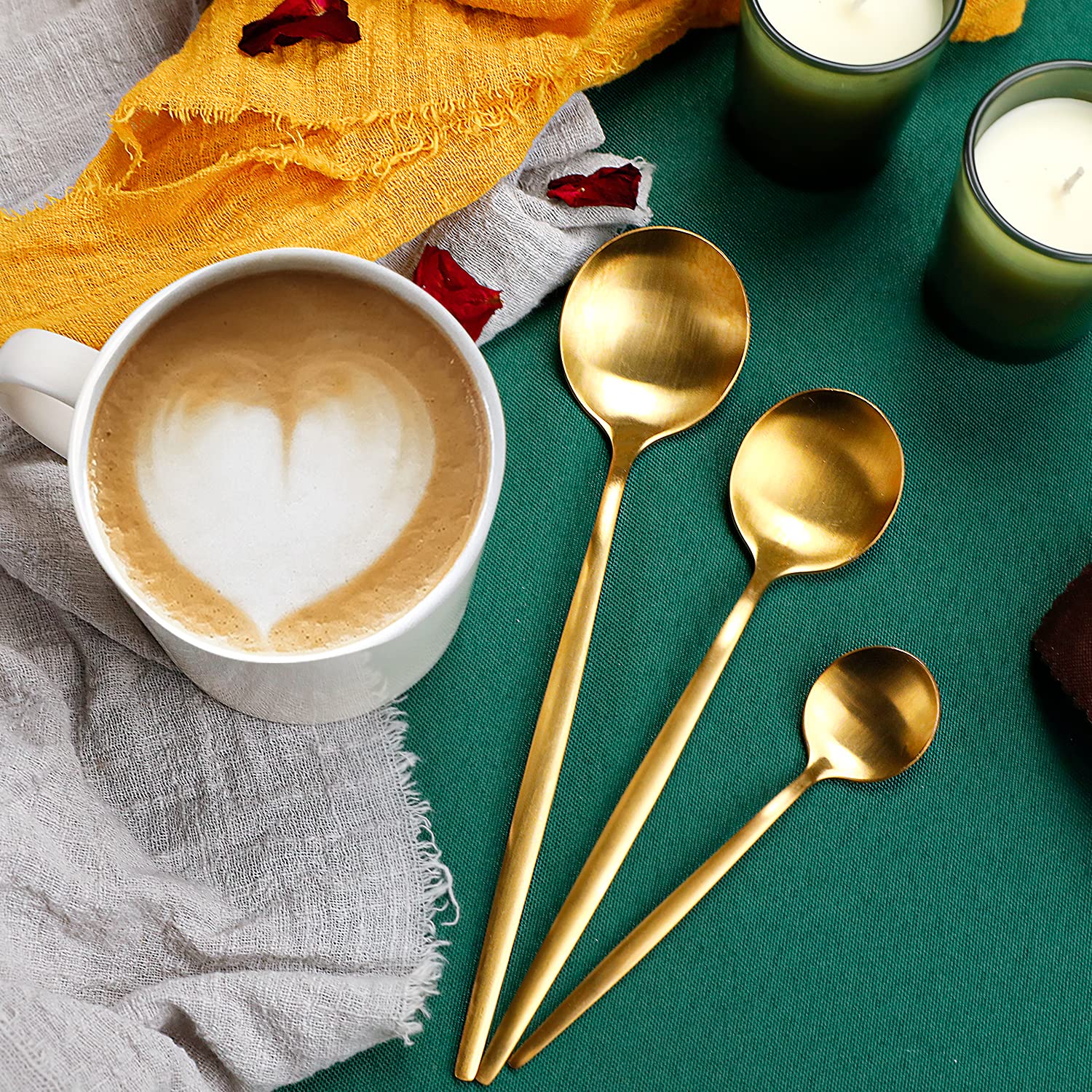 36-Piece Modern Matte Gold Silverware Set - Stainless Steel Flatware Set for 6, Elegant Tableware Cutlery Set - Perfect for Housewarming, Wedding & Anniversary Gifts - Ideal for Dinner Parties, Holiday Meals & Special Occasions