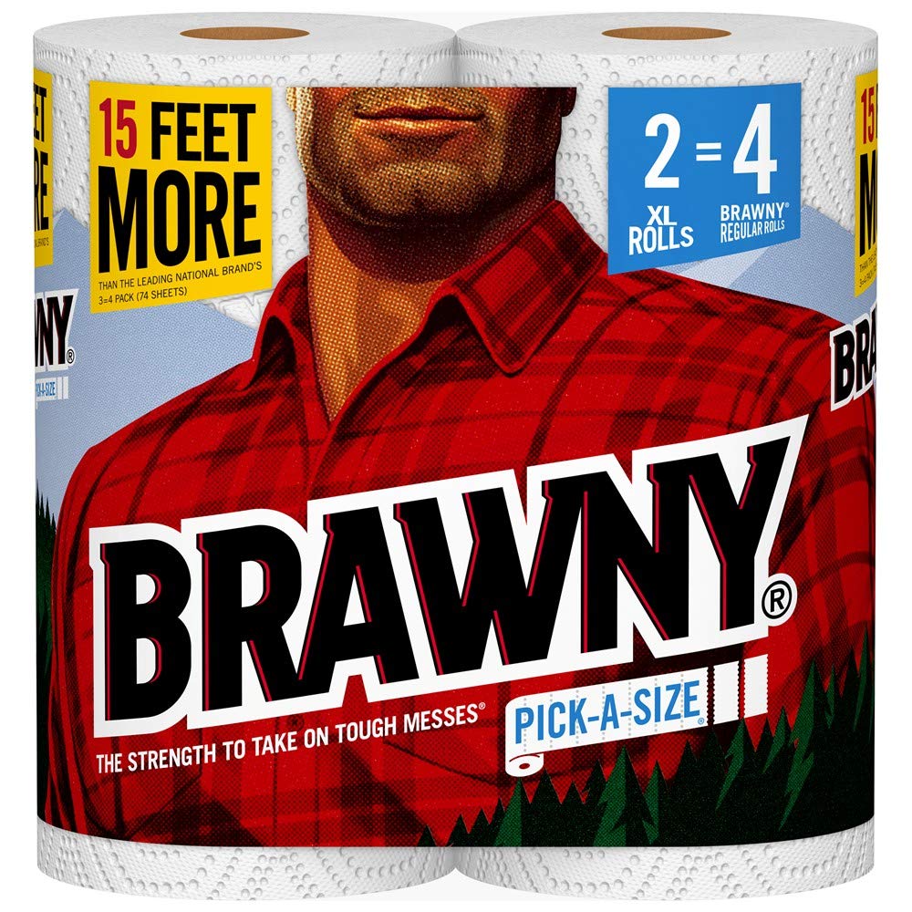 Brawny Paper Towels - 2 XL Rolls (2=4 Regular Rolls) | Pick-a-Size | Ultra Absorbent & Strong | Perfect for Kitchen Cleaning, Spills & Household Use