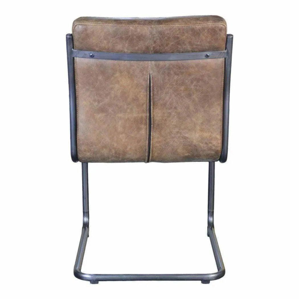21 Inch Modern Leather Dining Chairs Set of 2 - Brown PU Leather Upholstered Side Chairs for Kitchen, Dining Room, Restaurant & Office (Pair)