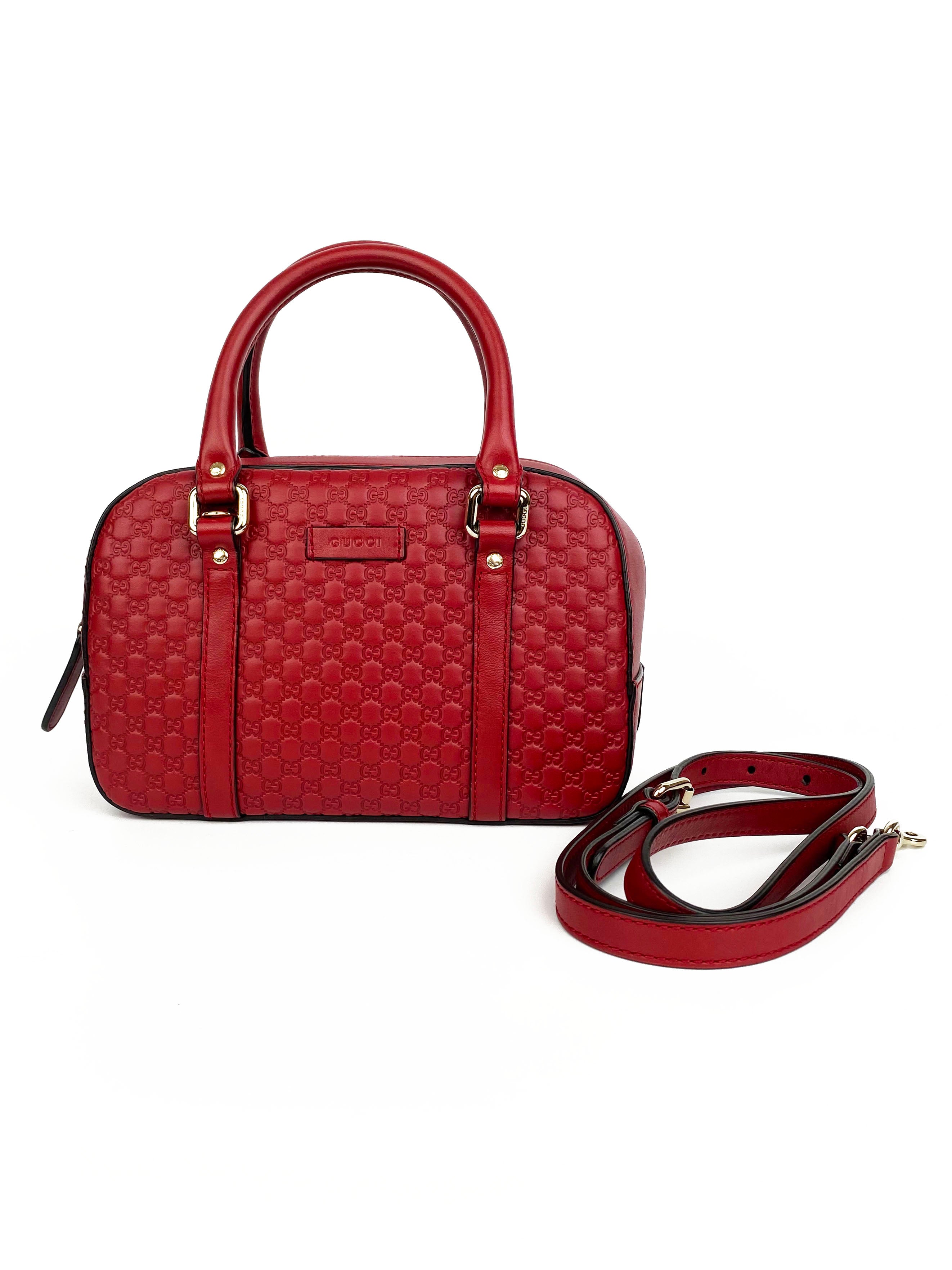 Authentic Gucci Red Small Guccissima Leather Shoulder Bag for Women - Perfect for Parties, Date Nights & Everyday Luxury Fashion Accessories