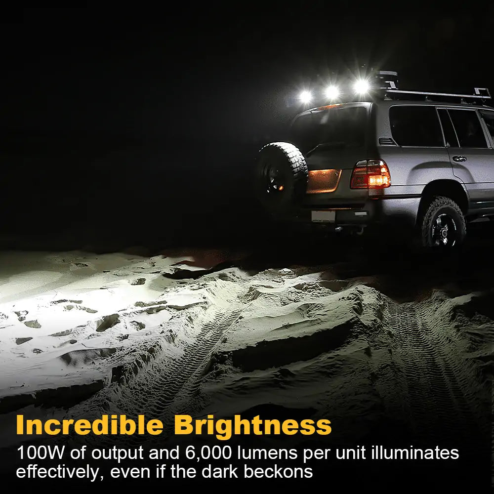 LOYO 5.75 Inch WindTunnel LED Driving Lights - 100W 6000LM Offroad Light Bar, Waterproof Work Light for Truck, Jeep, Pickup, ATV, UTV - Perfect for Night Driving, Off-Roading & Emergency Lighting