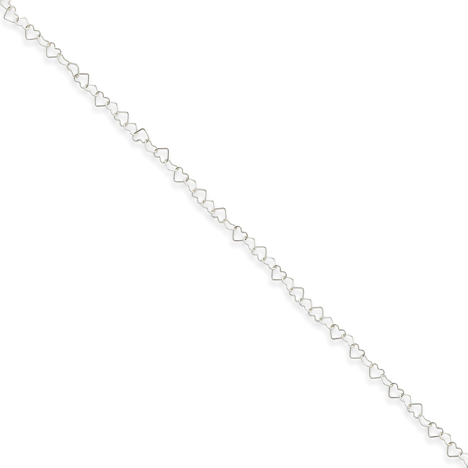 Sterling Silver Heart Link Anklet Bracelet - 10 Inch Adjustable Ankle Chain for Women - Perfect for Beach, Summer Outfits & Romantic Dates