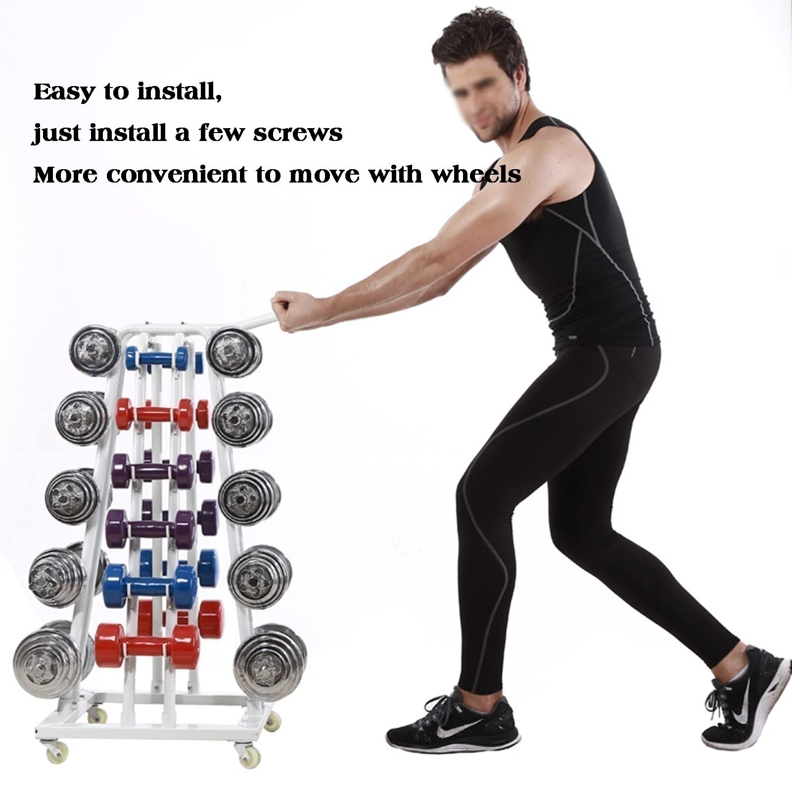 5-Tier Heavy Duty Dumbbell Rack Stand for Home Gym - Holds 1500lbs, Organizes Dumbbells, Weight Plates & Curl Bars - Perfect for Garage, Basement & Home Workout Spaces