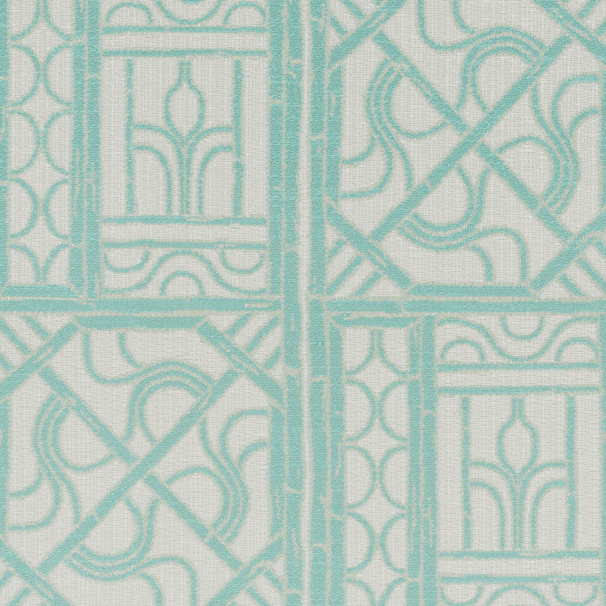 Bamboo Lattice Aqua Cream Swatch - Elegant Home Decor for Living Room, Bedroom & Office