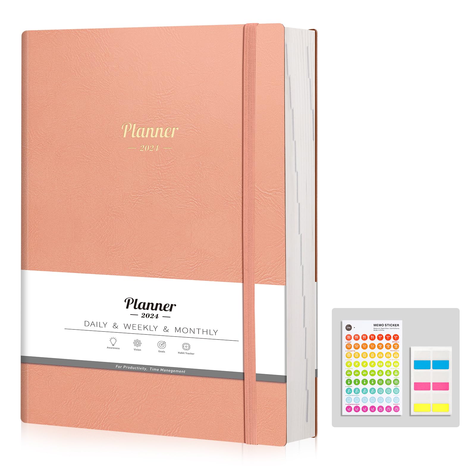 AHGXG 2024-2025 Weekly & Monthly Planner - 15-Month Calendar from Jan 2024 to Mar 2025, A4 Size 8.5