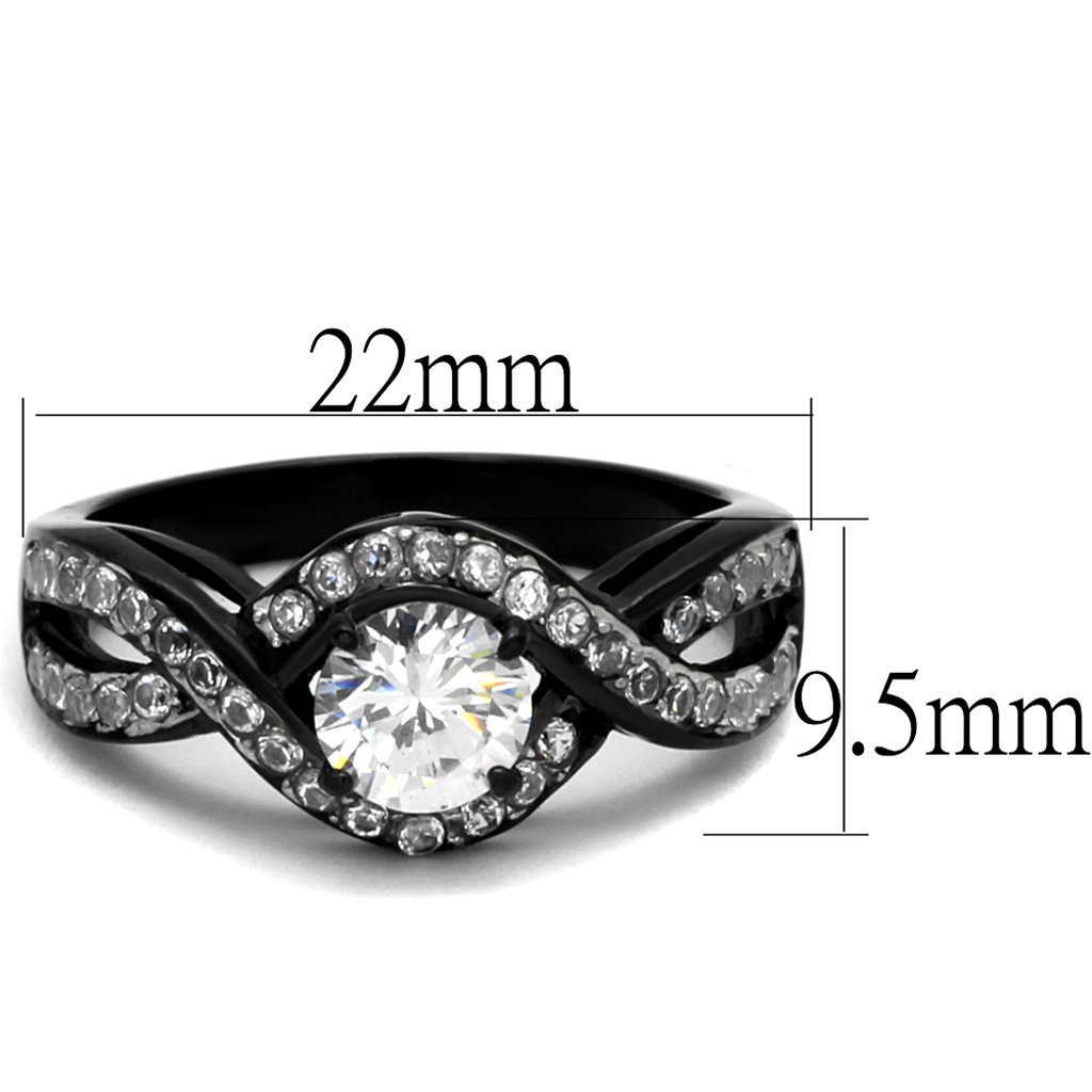 Marimor 1.65ct AAA CZ Black Steel Engagement Ring Size 5-10 for Women - Perfect Wedding Proposal Gift