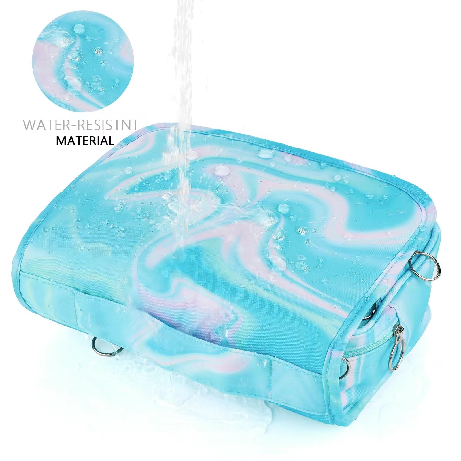 Teal Waterproof Travel Toiletry Bag for Girls - Makeup & Cosmetic Organizer for Teens - Perfect for Travel & Gym