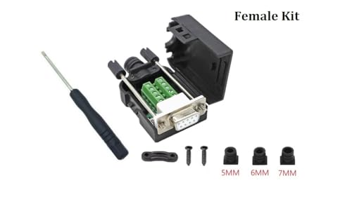 5PCS Male + 5PCS Female DB9 Breakout Connector - Solderless RS232 D-Sub 9 Pin Serial Port Terminal Adapter for Computer, CCTV, Industrial Equipment & DIY Electronics Projects