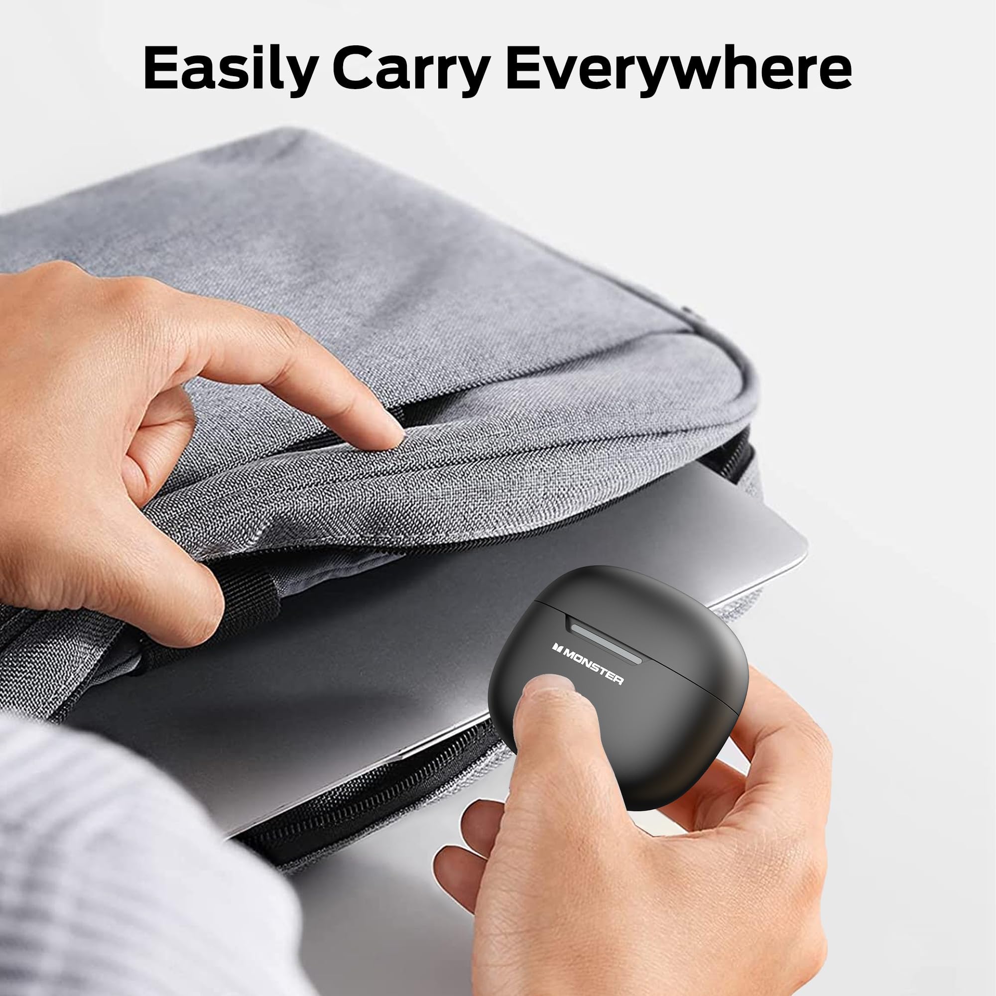 Monster N-Lite 208 Wireless Earbuds - 30H Playtime, Fast Charging & Clear Call for Running & Workouts