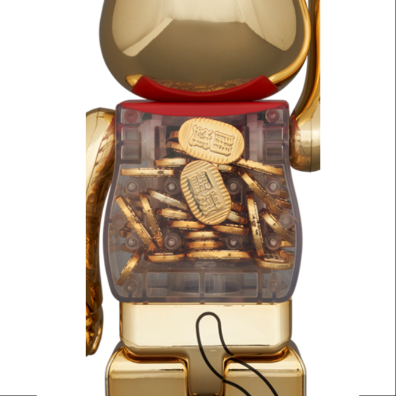 Be@rbrick Lucky Cat Golden Version 400% & 100% Limited Edition 2024 - Japanese Vinyl Art Toy Collectible for Home Decor, Office Display, and Anime Merchandise Collection