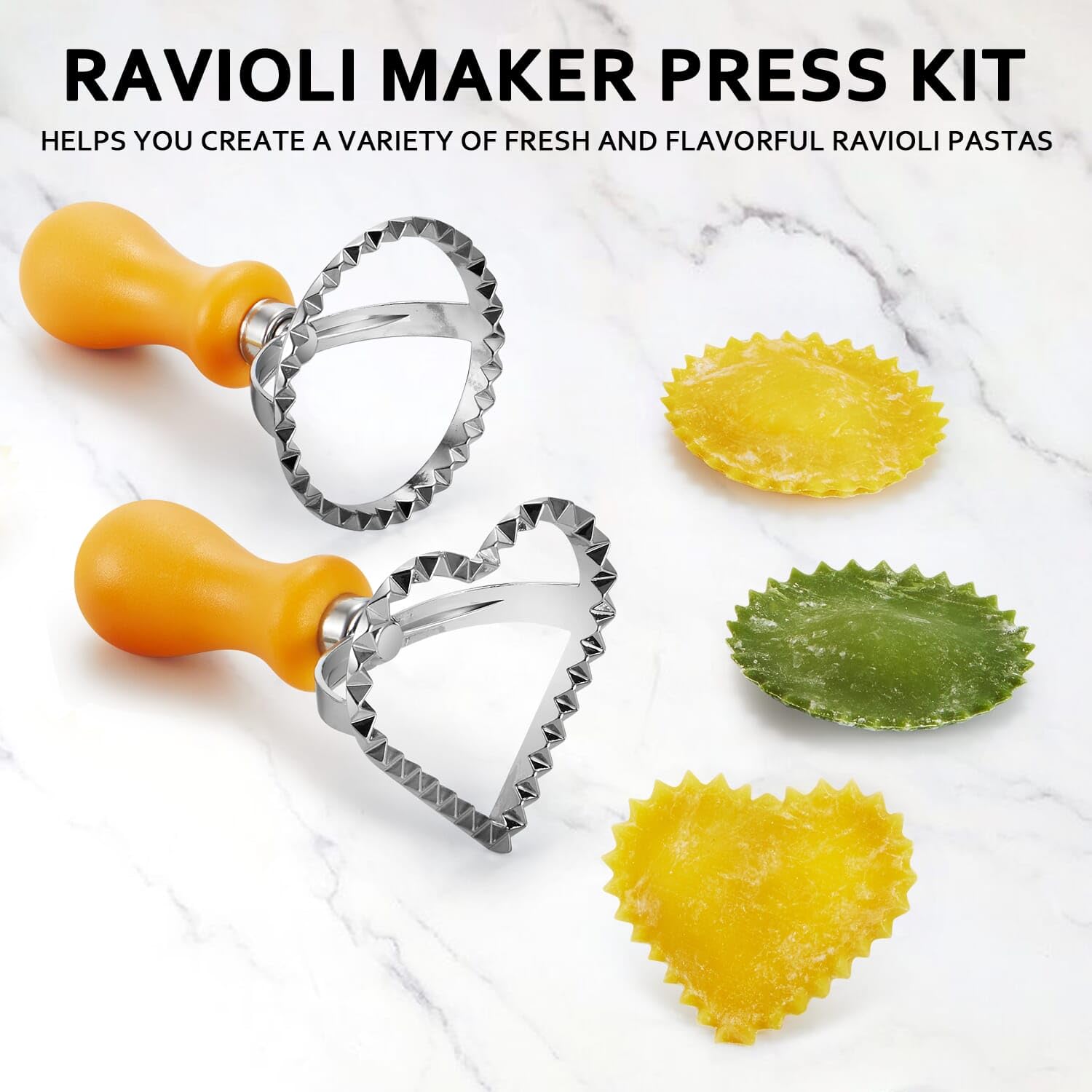 Premium Ravioli Maker Press Kit - Heart & Square Pasta Stamp Cutter (1.85