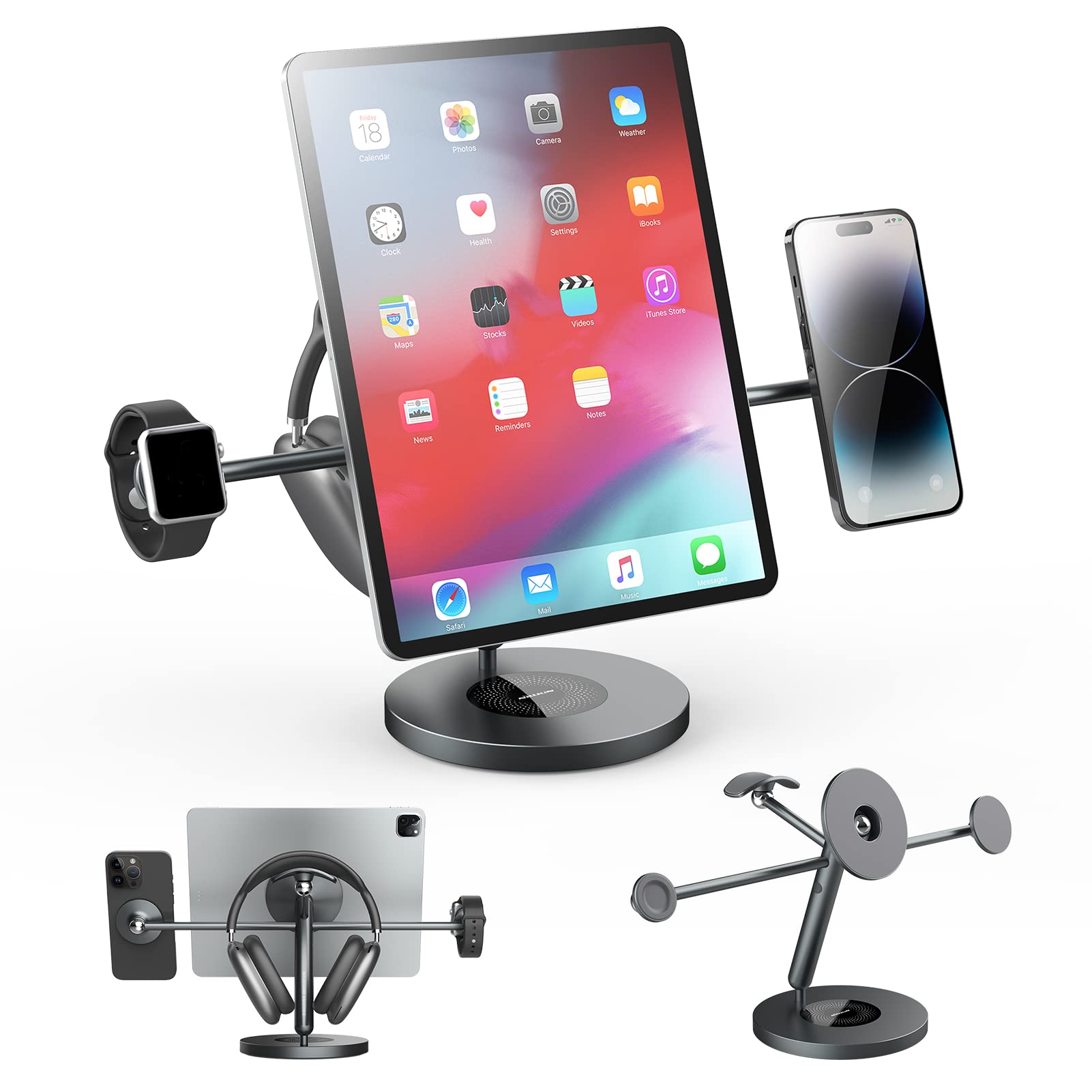 Nillkin Magnetic iPad Stand for Desk - Adjustable Holder for iPad, iPhone, Apple Watch & Headphones | Multi-Screen Workspace Solution | Perfect for Office, Study & Home Entertainment