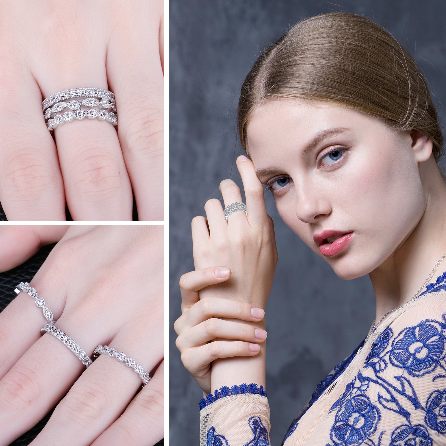 14K Gold Plated 925 Sterling Silver Rings for Women | Cubic Zirconia Promise Rings | Stackable Wedding Bands Set Size 4-12 | Elegant Jewelry for Anniversary, Engagement & Everyday Wear