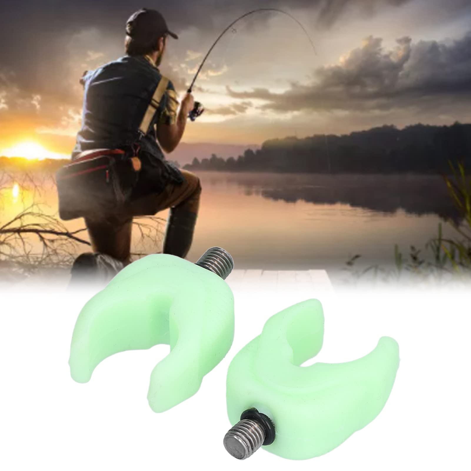Ubersweet® 4pcs Silica Gel Soft Carp Fishing Rod Holder Rest - High Strength with M3/8 Thread for Coarse Fishing (Luminous Green) - Perfect for Night Fishing and Bank Fishing Scenarios