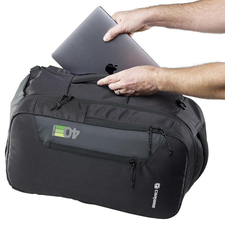 Caribee 40L Travel Backpack - Lightweight Carry-On Backpack for Airplane, Hiking & Business Travel - Black | Perfect for Weekend Trips & Commuting
