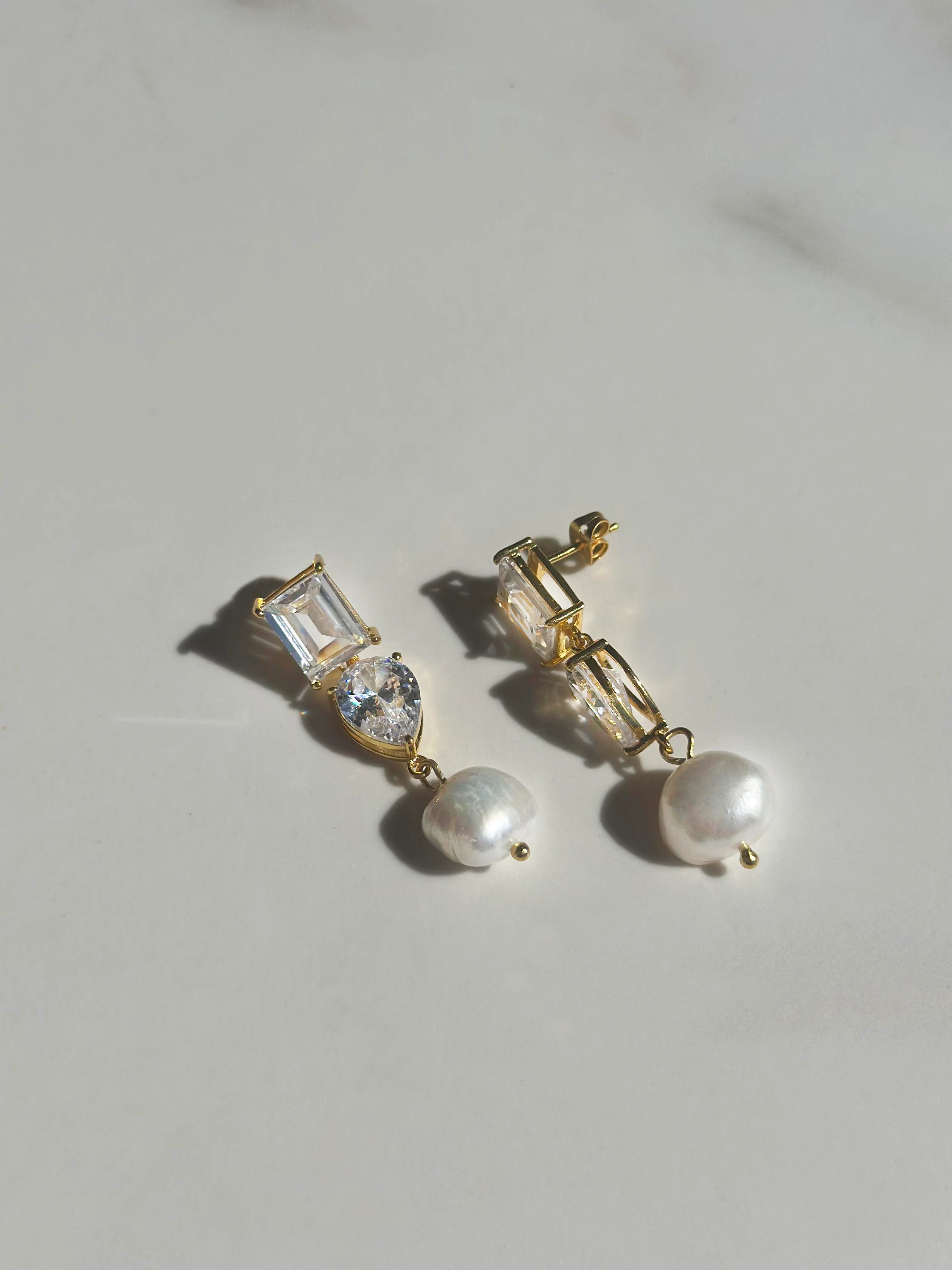 Lola Knight Charlie Crystal & Pearl Drop Bridal Earrings - 14K Gold Wedding Jewelry for Brides, Bridesmaids & Formal Events
