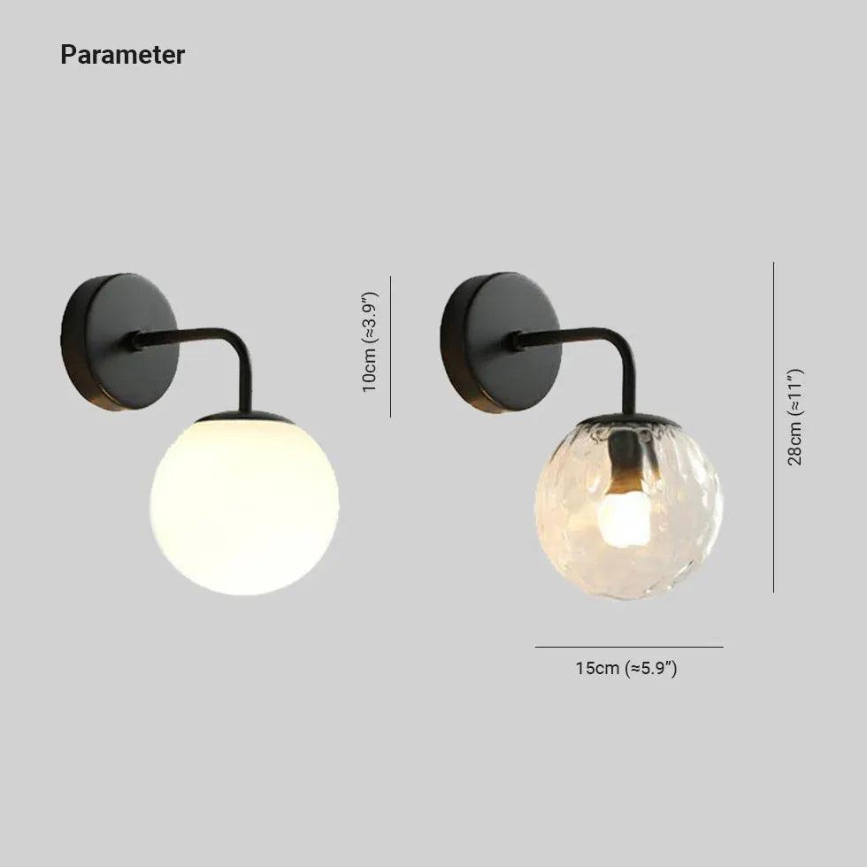 Clear Glass Sphere Wall Lights for Bedroom - Modern LED Night Light for Home Decor, Nursery, Living Room & Hallway