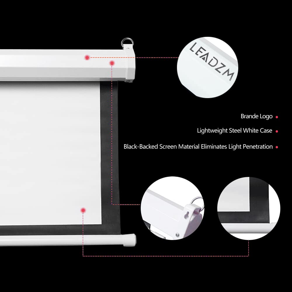 92-Inch Motorized Projector Screen with Remote Control - Dual Mounting (Wall/Ceiling) 160° Viewing Angle - 80