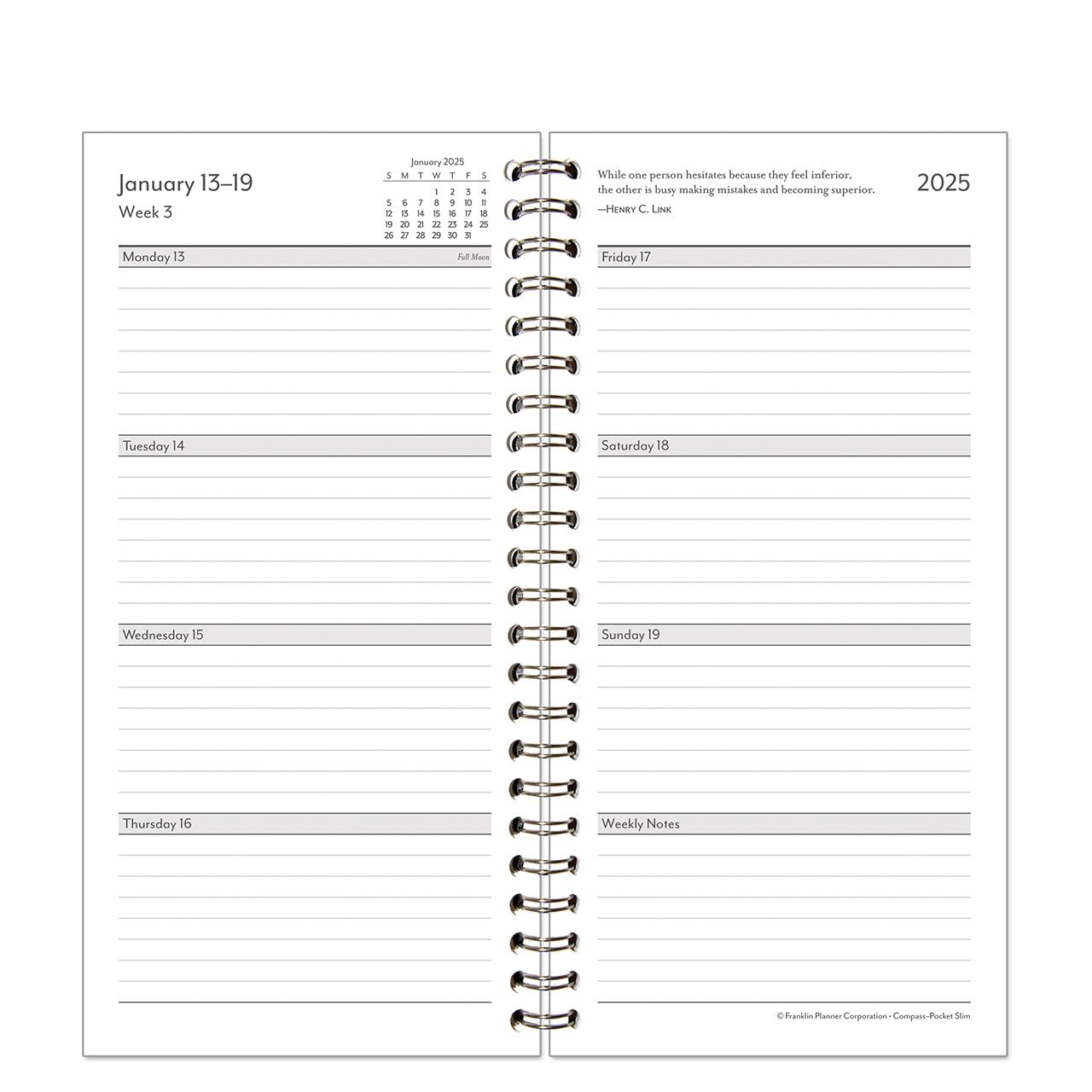 FranklinCovey 2025 Weekly Wire-Bound Planner - Slim Pocket Size (January to December) | Perfect for Professionals, Students & Goal Tracking | Ideal for Office, School & Personal Organization