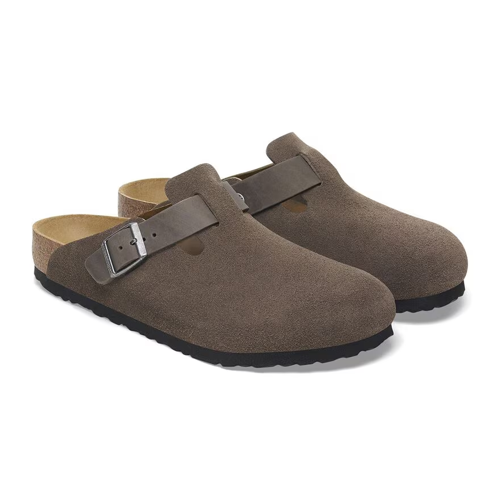 Birkenstock Boston Clog for Men - Comfortable Suede Leather Sandals in Concrete Gray/Iron | Slip-Resistant Sole | Perfect for Casual Wear, Home & Office